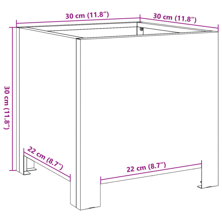 Sodo lovelis, 30x30x30cm, corten plienas