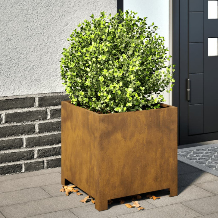 Sodo lovelis, 40x40x40cm, corten plienas