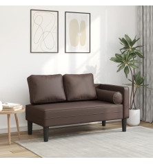 Poilsio sofa su pagalvėmis, ruda, dirbtinė oda