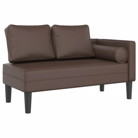 Poilsio sofa su pagalvėmis, ruda, dirbtinė oda