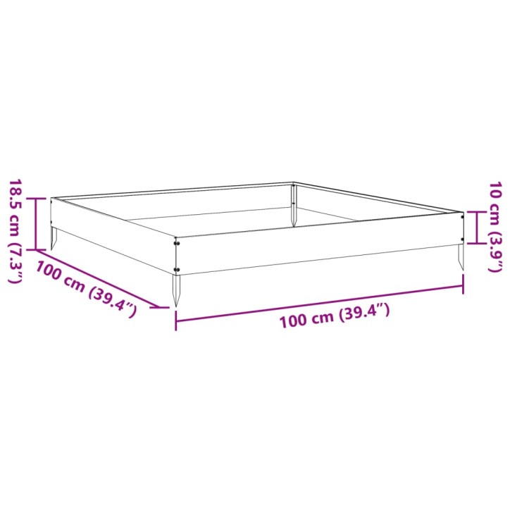 Aukštas sodo lovelis, 100x100x18,5cm, galvanizuotas plienas