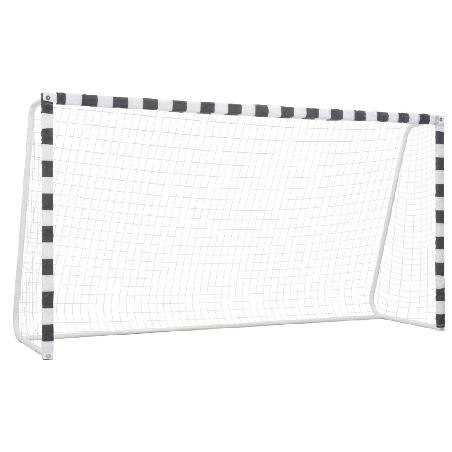 Futbolo vartai, juodos ir baltos sp., 300x160x90 cm, metalas