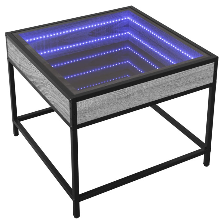 Kavos staliukas su Infinity LED lemputėmis, pilkas, 50x50x41cm