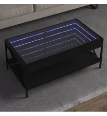 Kavos staliukas su Infinity LED lemputėmis, juodas, 90x50x38cm