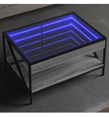 Kavos staliukas su Infinity LED lemputėmis, pilkas, 70x50x38cm