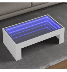 Kavos staliukas su Infinity LED lemputėmis, baltas, 90x50x30cm