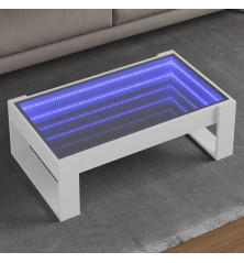 Kavos staliukas su Infinity LED lemputėmis, baltas, 90x53x30cm