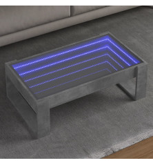 Kavos staliukas su Infinity LED lemputėmis, betono, 90x53x30cm