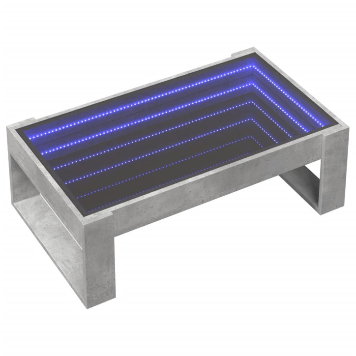 Kavos staliukas su Infinity LED lemputėmis, betono, 90x53x30cm