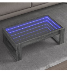 Kavos staliukas su Infinity LED lemputėmis, pilkas, 90x53x30cm