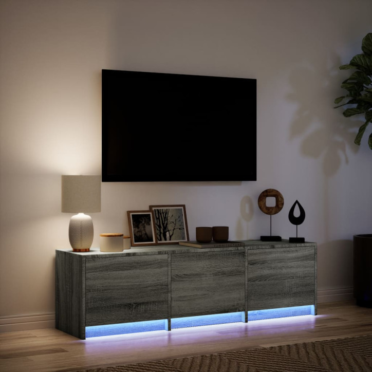 Televizoriaus spintelė su LED, pilka, 140x34x40cm, mediena