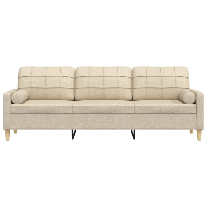 Trivietė sofa su pagalvėlėmis, kreminės spalvos, 210cm, audinys