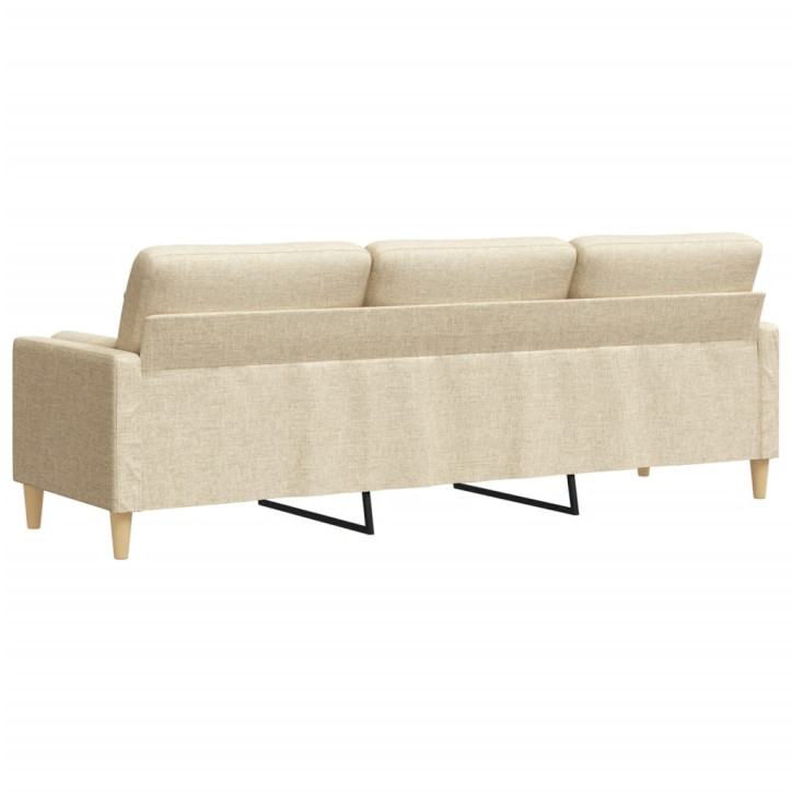 Trivietė sofa su pagalvėlėmis, kreminės spalvos, 210cm, audinys