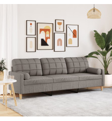 Trivietė sofa su pagalvėlėmis, taupe spalvos, 210cm, audinys