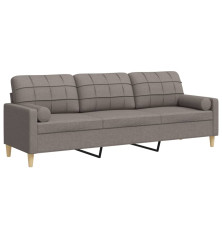 Trivietė sofa su pagalvėlėmis, taupe spalvos, 210cm, audinys