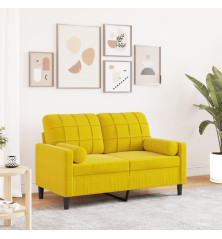 Dvivietė sofa su pagalvėlėmis, geltonos spalvos, 120cm, aksomas