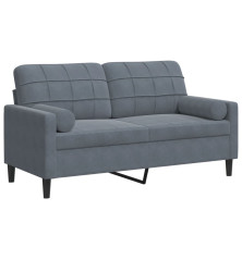 Dvivietė sofa su pagalvėlėmis, tamsiai pilka, 140cm, aksomas