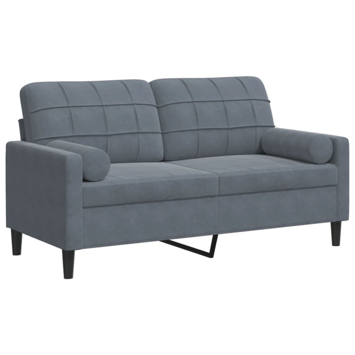 Dvivietė sofa su pagalvėlėmis, tamsiai pilka, 140cm, aksomas