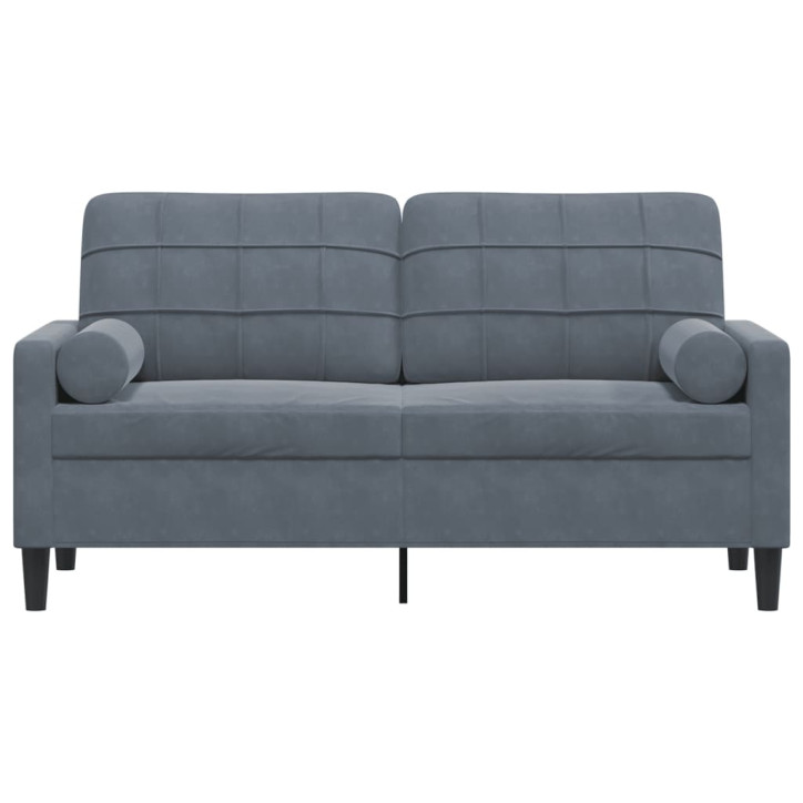 Dvivietė sofa su pagalvėlėmis, tamsiai pilka, 140cm, aksomas