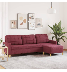 Trivietė sofa su pakoja, raudonojo vyno spalvos, 210cm, audinys