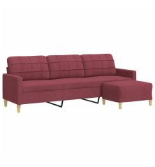 Trivietė sofa su pakoja, raudonojo vyno spalvos, 210cm, audinys