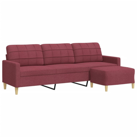 Trivietė sofa su pakoja, raudonojo vyno spalvos, 210cm, audinys