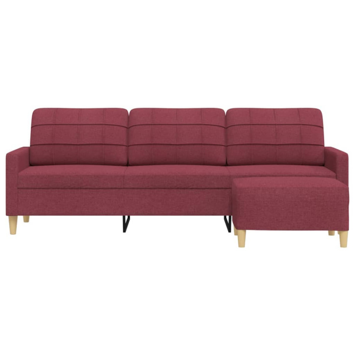 Trivietė sofa su pakoja, raudonojo vyno spalvos, 210cm, audinys