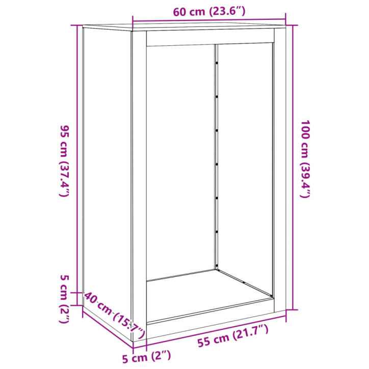 Stovas malkoms, juodos spalvos, 60x40x100cm, plienas