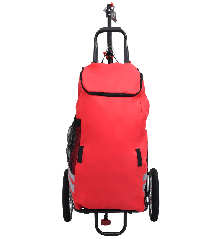 Krovininė dviračio priekaba su pirkinių krepšiu, raudona/juoda