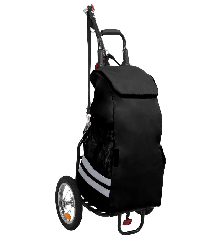 Krovininė dviračio priekaba su pirkinių krepšiu, juodos spalvos