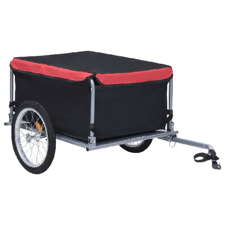 Krovininė dviračio priekaba, juodos ir raudonos spalvos, 65kg