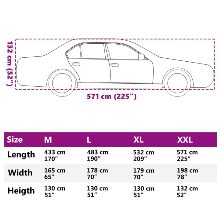 Automobilio uždangalas sedanams, sidabrinis, XXL dydžio, pilnas