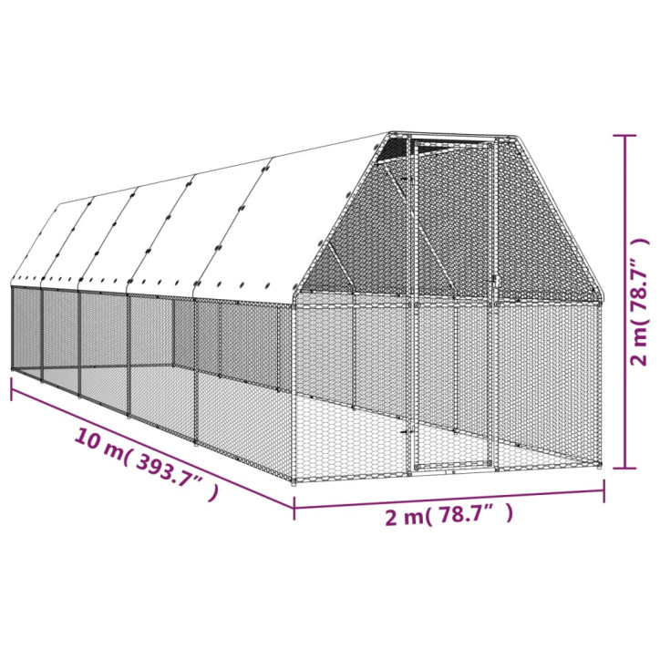 Narvas viščiukams, 2x10x2m, galvanizuotas plienas