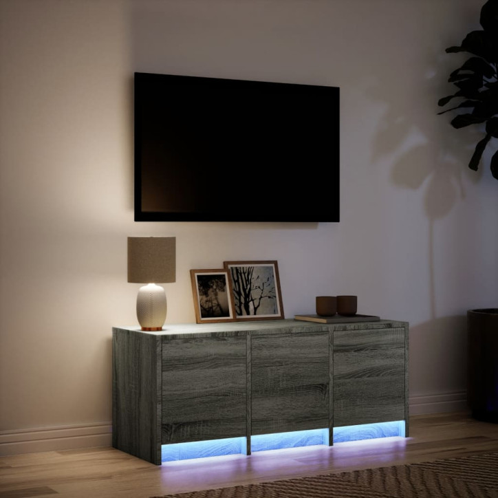 Televizoriaus spintelė su LED, pilka, 97x34x40cm, mediena