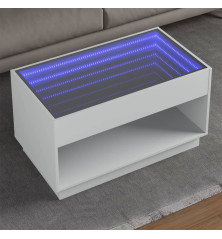 Kavos staliukas su Infinity LED lemputėmis, baltas, 90x50x50cm