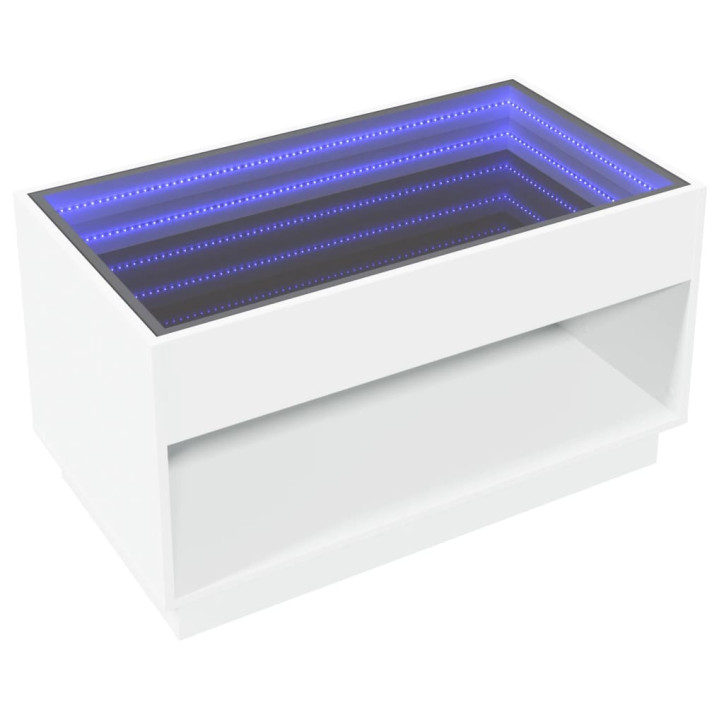 Kavos staliukas su Infinity LED lemputėmis, baltas, 90x50x50cm