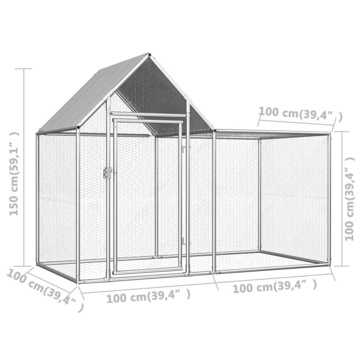 Voljeras viščiukams, 2x1x1,5m, galvanizuotas plienas