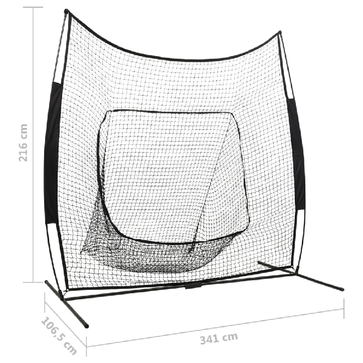 Beisbolo/softbolo treniruočių tinklas, 341x106,5x216cm, metalas