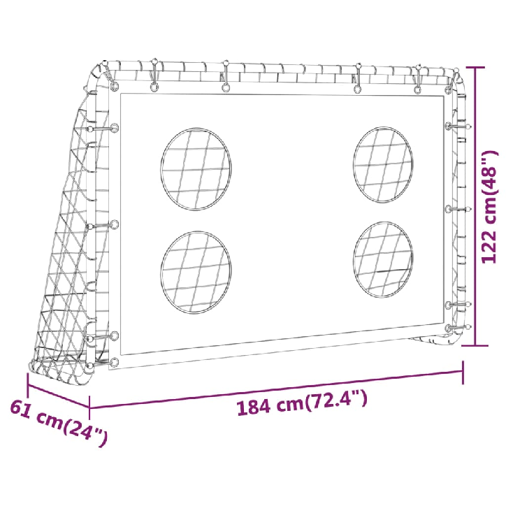 Futbolo vartai su treniruočių siena, 184x61x122cm, plienas