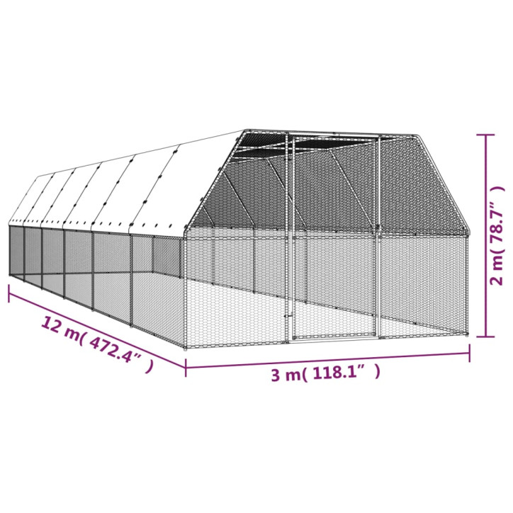 Narvas viščiukams, 3x12x2m, galvanizuotas plienas