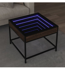 Kavos staliukas su Infinity LED lemputėmis, rudas, 50x50x41cm