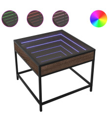 Kavos staliukas su Infinity LED lemputėmis, rudas, 50x50x41cm