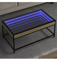 Kavos staliukas su Infinity LED lemputėmis, ąžuolo, 90x50x41cm