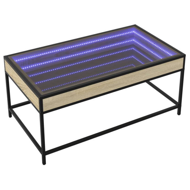 Kavos staliukas su Infinity LED lemputėmis, ąžuolo, 90x50x41cm