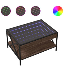 Kavos staliukas su Infinity LED lemputėmis, rudas, 70x50x38cm