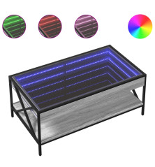 Kavos staliukas su Infinity LED lemputėmis, pilkas, 90x50x38cm