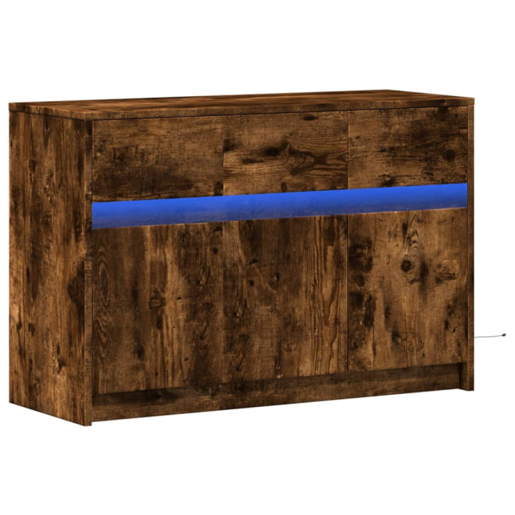 Televizoriaus spintelė su LED, dūminė, 91x34x61cm, mediena