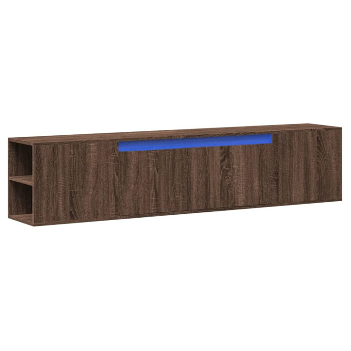 Sieninė TV spintelė su LED lemputėmis, ruda, 180x31x39,5cm