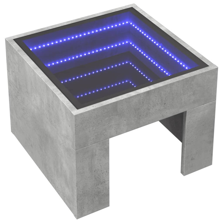 Kavos staliukas su Infinity LED lemputėmis, betono, 40x40x30cm