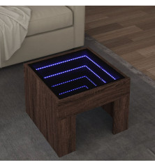 Kavos staliukas su Infinity LED lemputėmis, rudas, 40x40x30cm